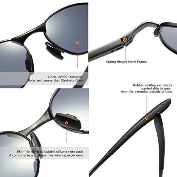 Small Rectangular Metal Frame Polarized Sunglasses UV400 Protection Unisex main image 5